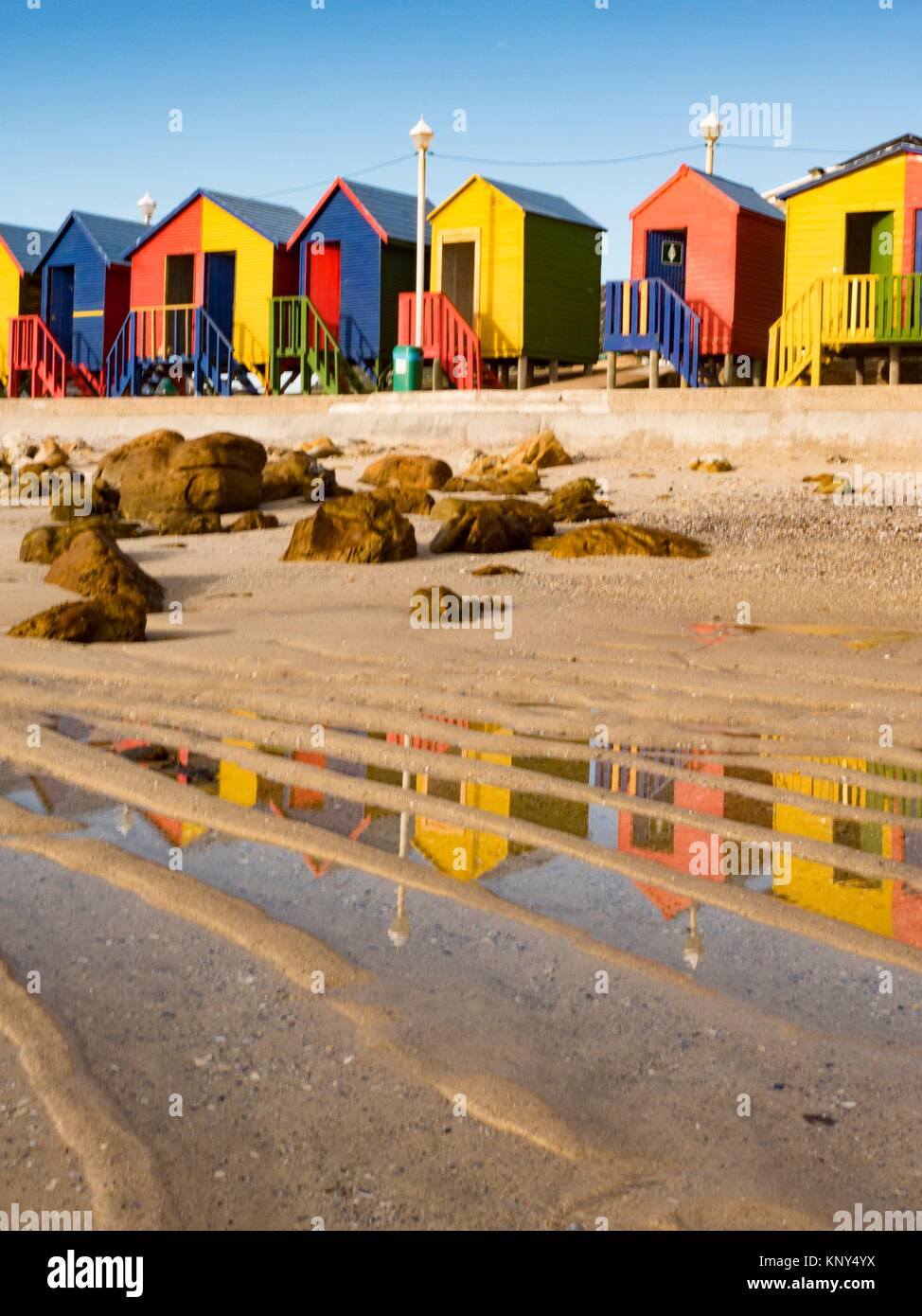 Südafrika St James Strandhütten. Stockfoto