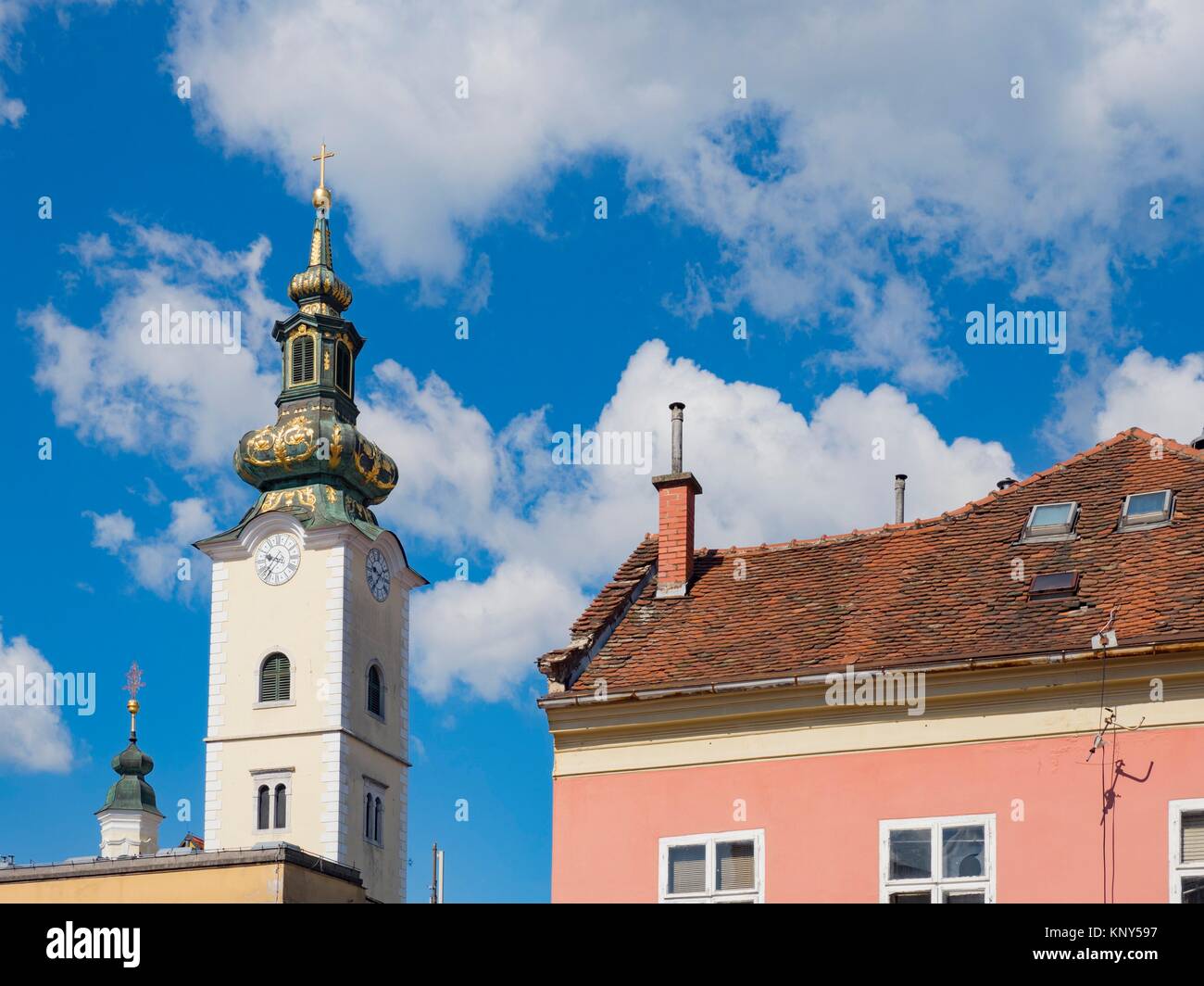 Zagreb Kroatien Zwiebelturm. Stockfoto