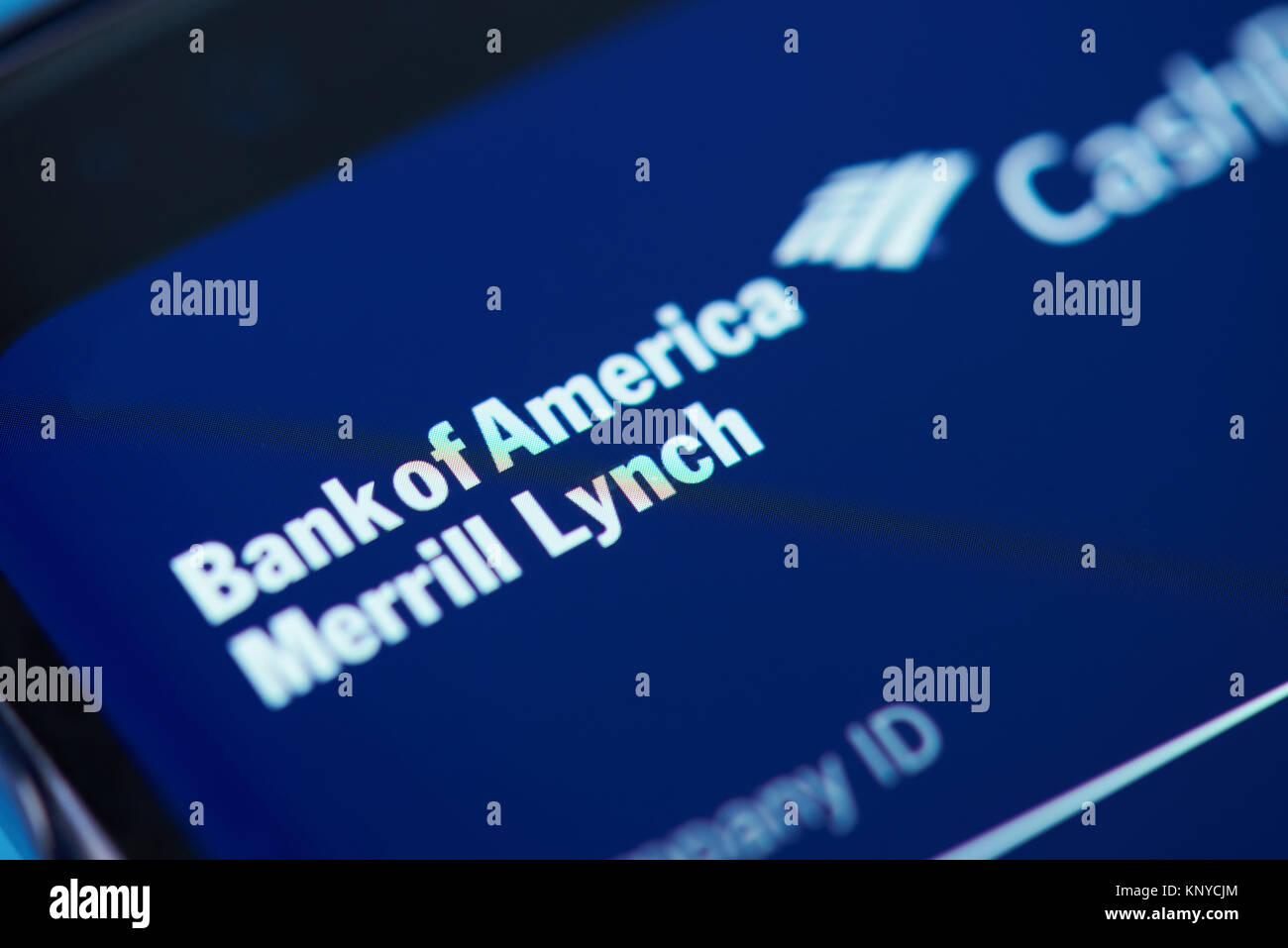 New York, USA - Dezember 12, 2017: Bank of America Mobile App Menü Menü für Anwendungen der Bildschirm des Smartphones. Mit der Bank von Amerika mobile Menü Stockfoto
