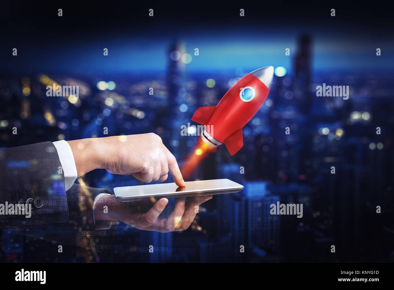 Start der Enterprise. 3D-Rendering Stockfoto