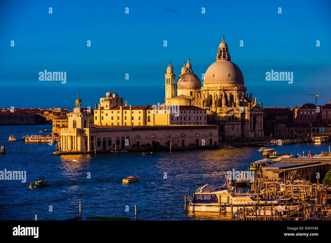 Überblick über die Basilica di Santa Maria della Salute, Venedig, Italien. Stockfoto