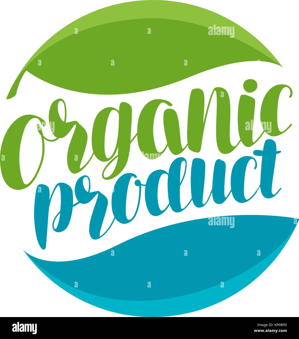 Organisches Produkt, Logo oder Label. Natürliche Symbol. Typografische Gestaltung Vector Illustration Stock Vektor