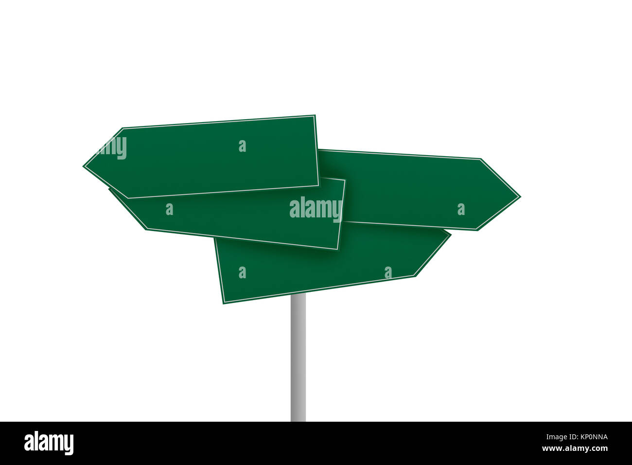 Leere Green Road Richtung unterzeichnen, auf weißem Hintergrund. Stockfoto