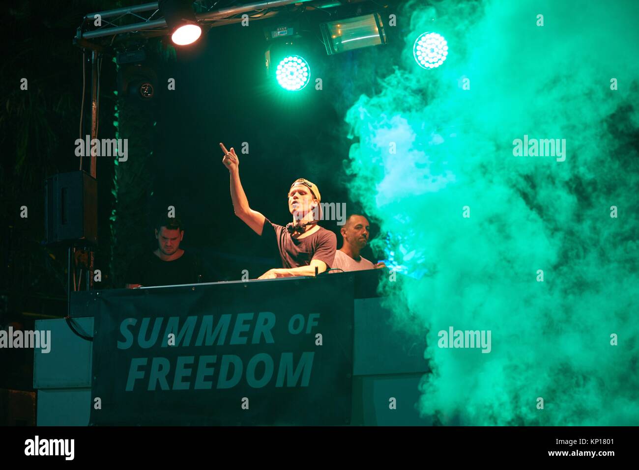 DJ Maddix spielen bei Music festival Starbeach Beach Party am 28. August 2017 in Hersonissos, Kreta, Griechenland Stockfoto