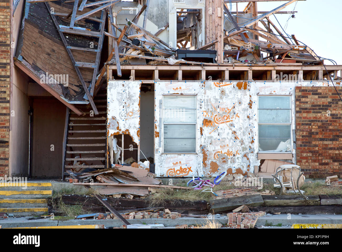 Hurricane Harvey 2017, Zerstörung, Teil einer Einheit in der Apartment Komplex. Stockfoto
