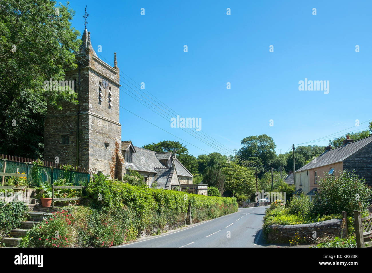 St. petrocs Kirche im Dorf Little Petherick, Cornwall, England, Großbritannien. Stockfoto