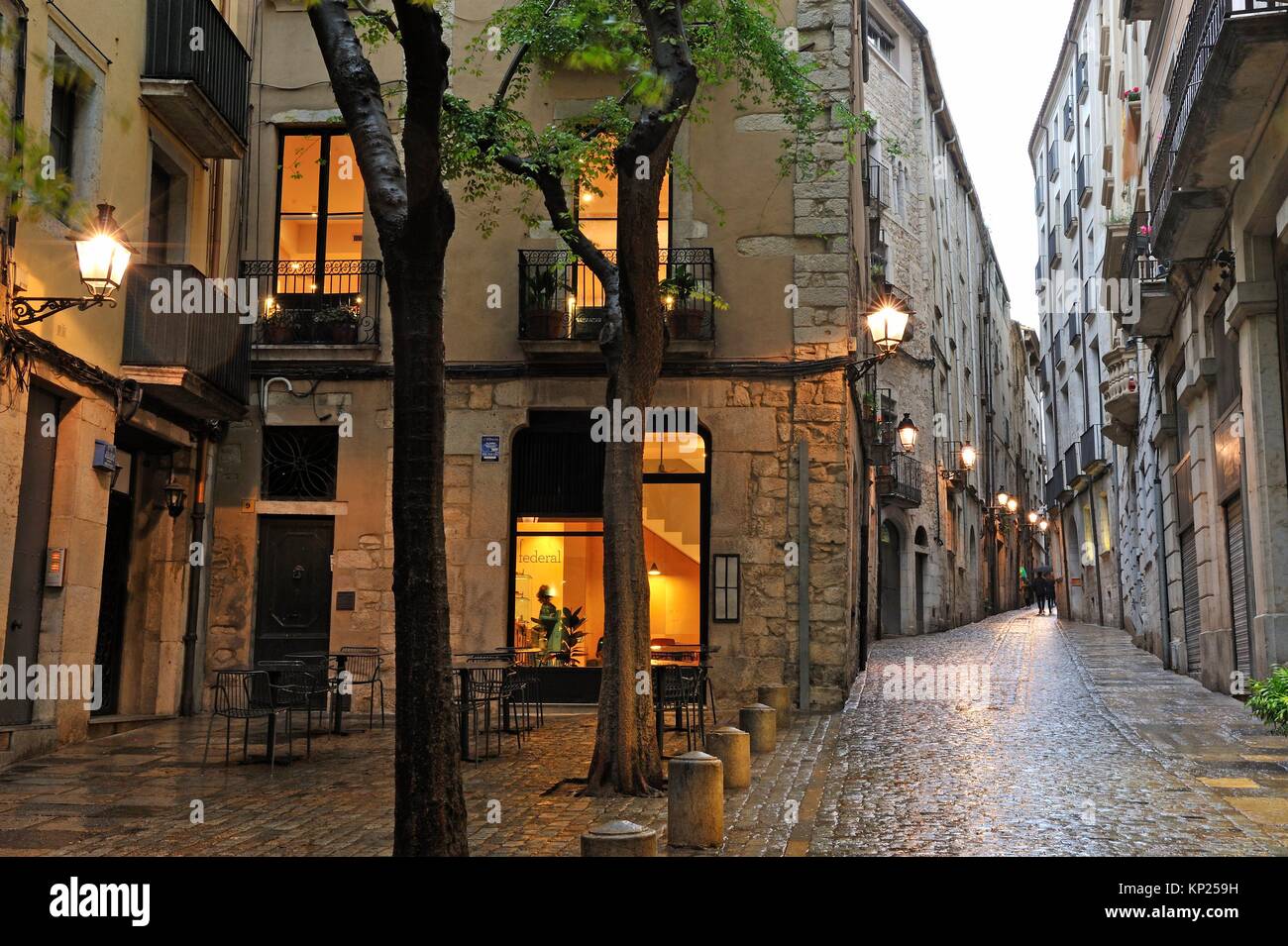 La Forca Straße, Girona, Katalonien, Spanien, Europa. Stockfoto