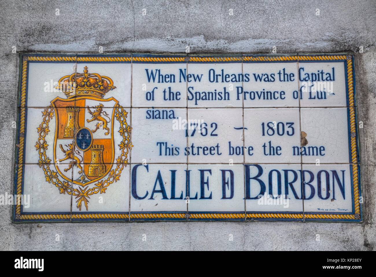 Fliese Street Sign Bourbon Street French Quarter New Orleans Louisiana Usa Stockfotografie Alamy