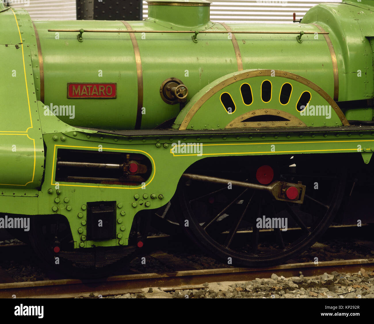 Lokomotive Barcelona-Mataro, 1848. Replik. Ausstellung: 150 Jahre fo Eisenbahn Geschichte. Frankreich entfernt. Barcelona. Spanien. Stockfoto