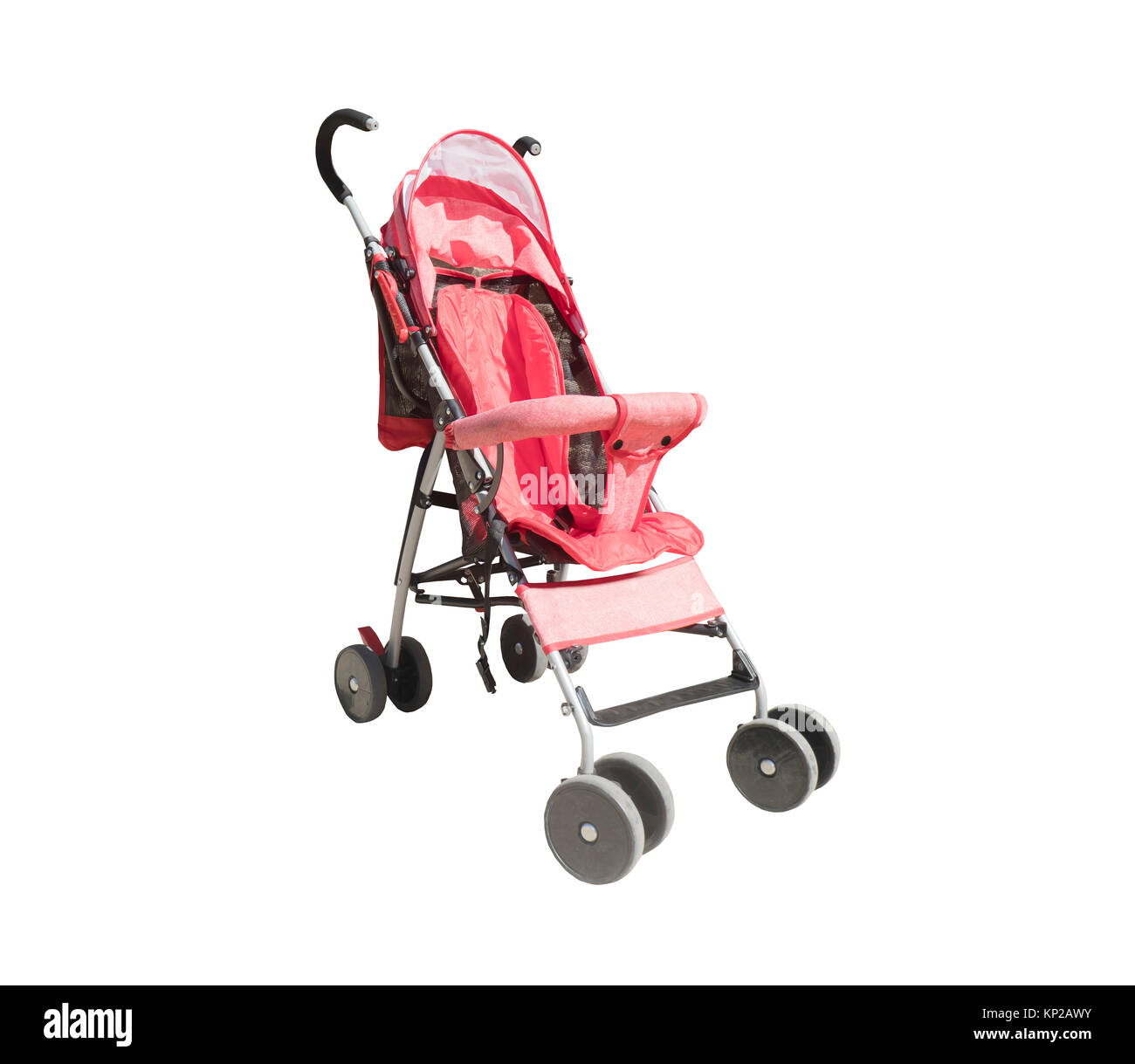 Rot neu Baby Kinderwagen über Weiß isoliert Stockfoto
