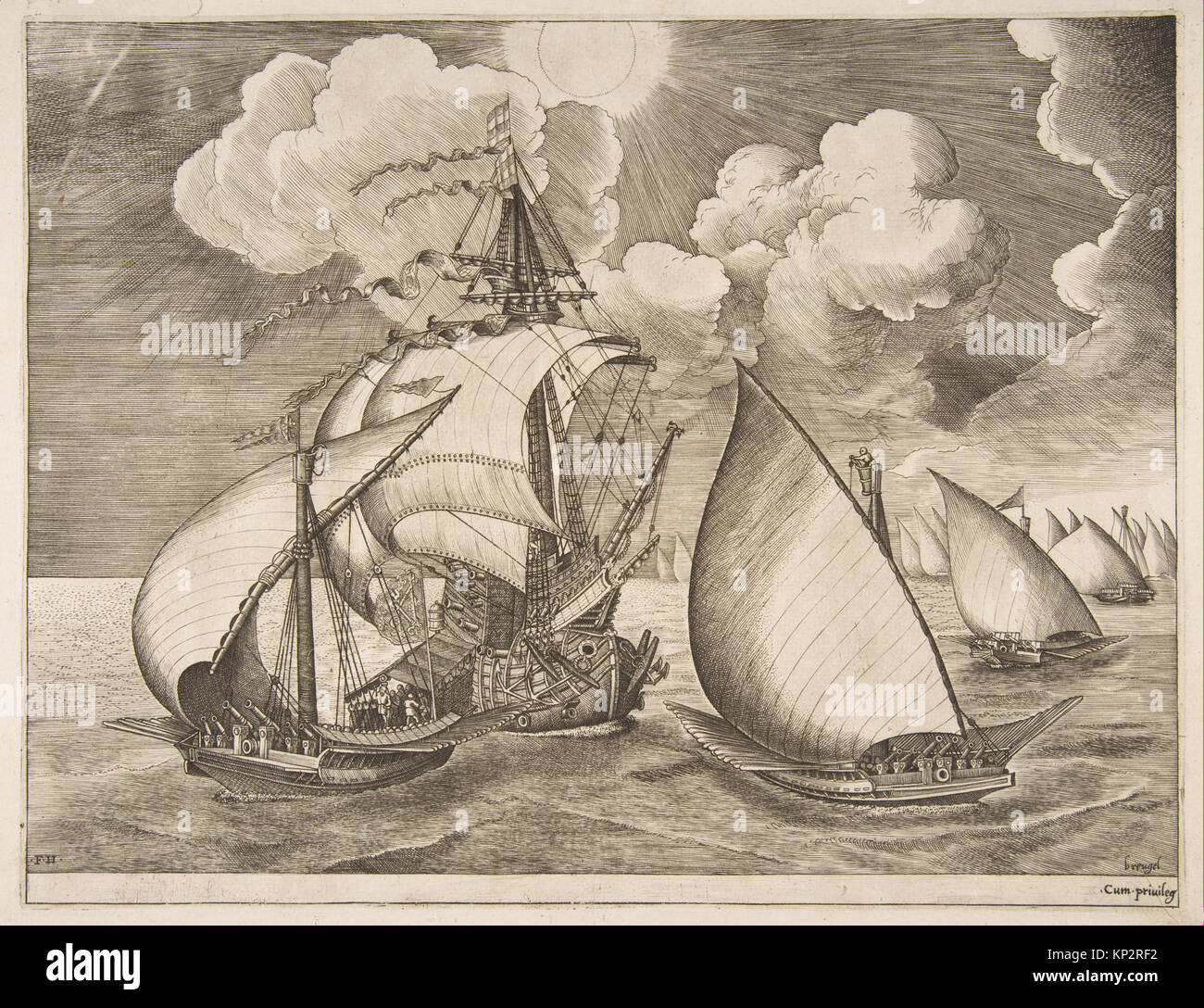 Flotte von Galeeren mit einer Karavelle aus der Segelschiffe MET DP 818247 338708 begleitet Stockfoto