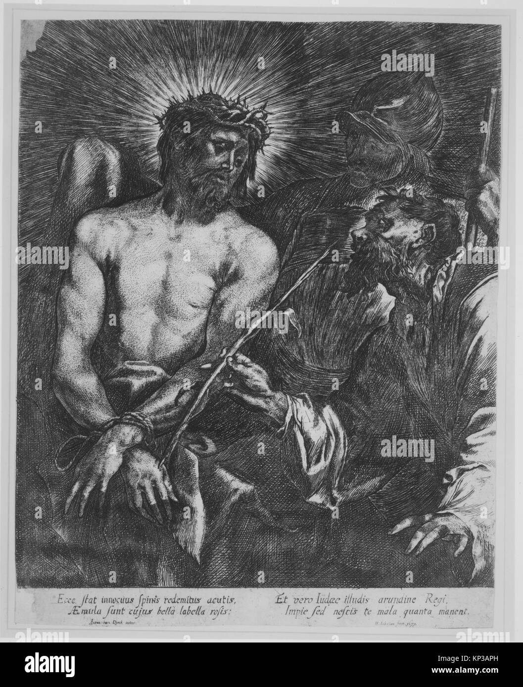 Darstellung Christi mit Dornenkrone, katalogisiert MET MM92397 354612, illustriert religiöse Ikonographie und künstlerische Techniken der Epoche. Stockfoto