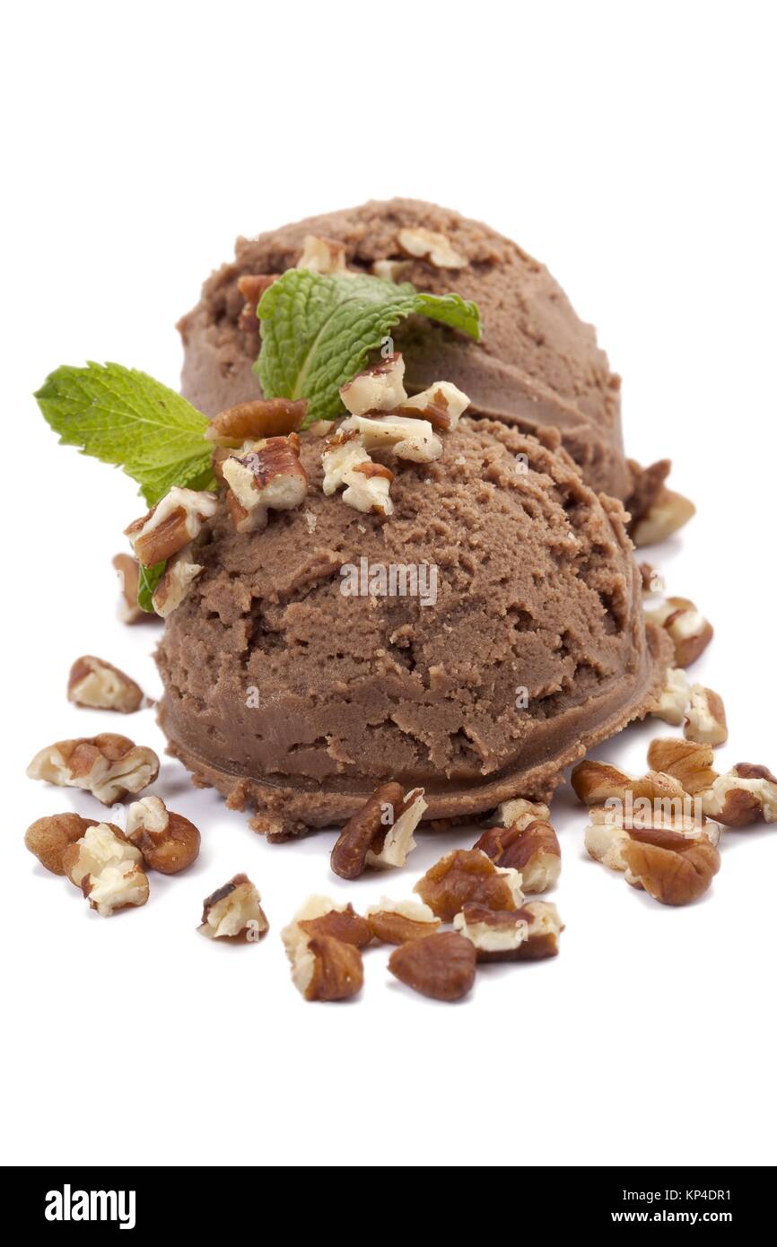 Premium Schokolade Mandel-Eis mit Minze Stockfoto