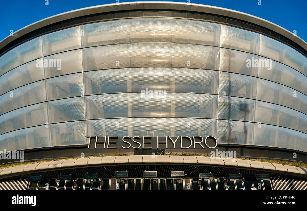 SSE Hydro Arena in Glasgow ist die acht größten Schauplatz in der Welt und hält Musik-, Unterhaltungs- und Sportveranstaltungen. Stockfoto