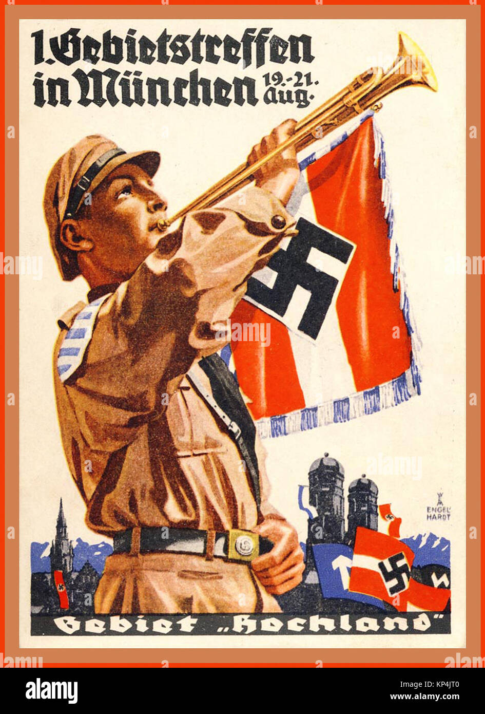 30er Vintage Hitler Jugend Plakat werbung eine Parade Treffen in München 19.-21. August Stockfoto