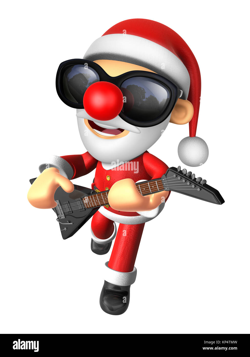 3D Santa zu spielen, die E-Gitarre. 3D Christmas Character Design Serie. Stockfoto