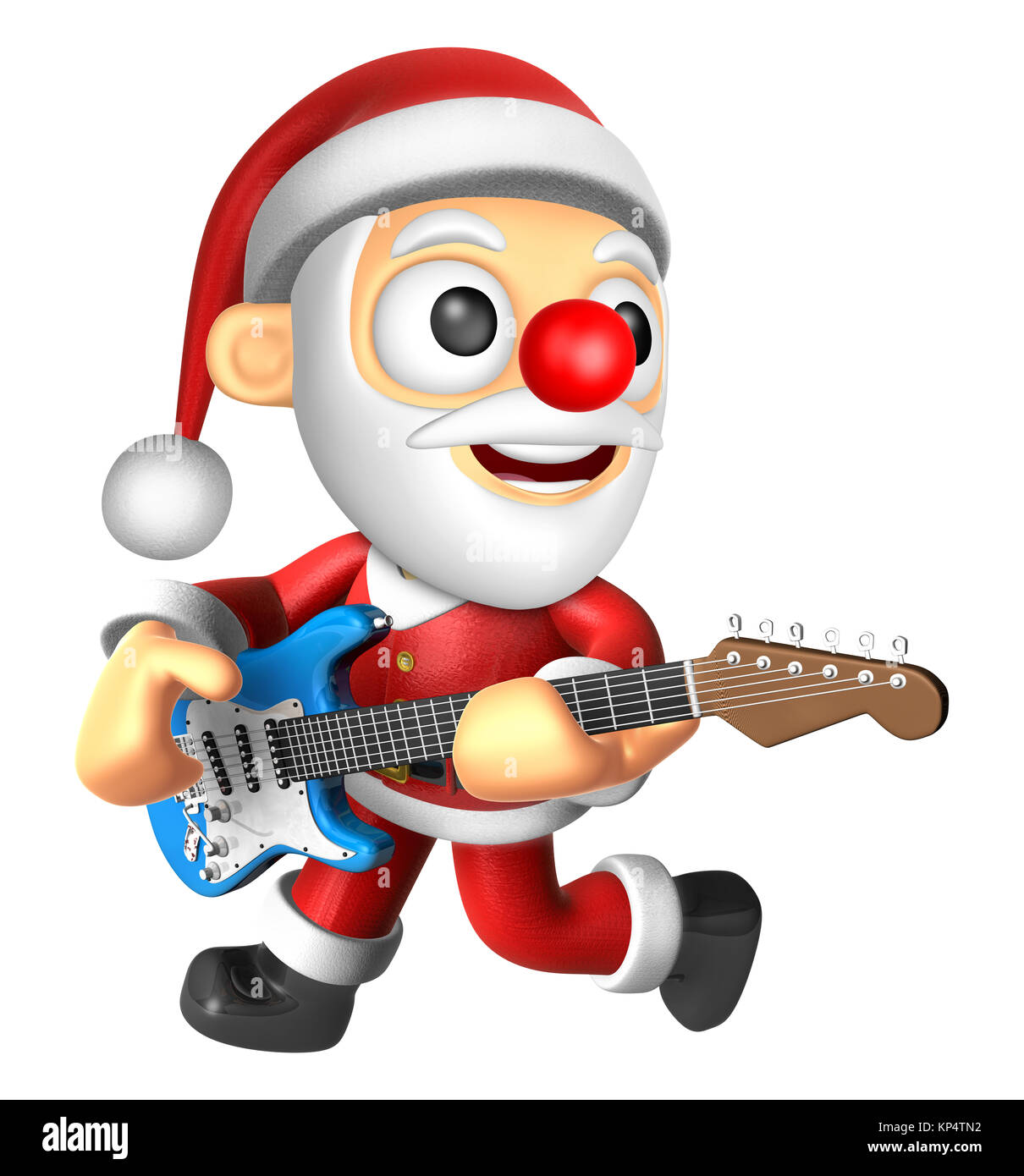 3D Santa zu spielen, die E-Gitarre. 3D Christmas Character Design Serie. Stockfoto