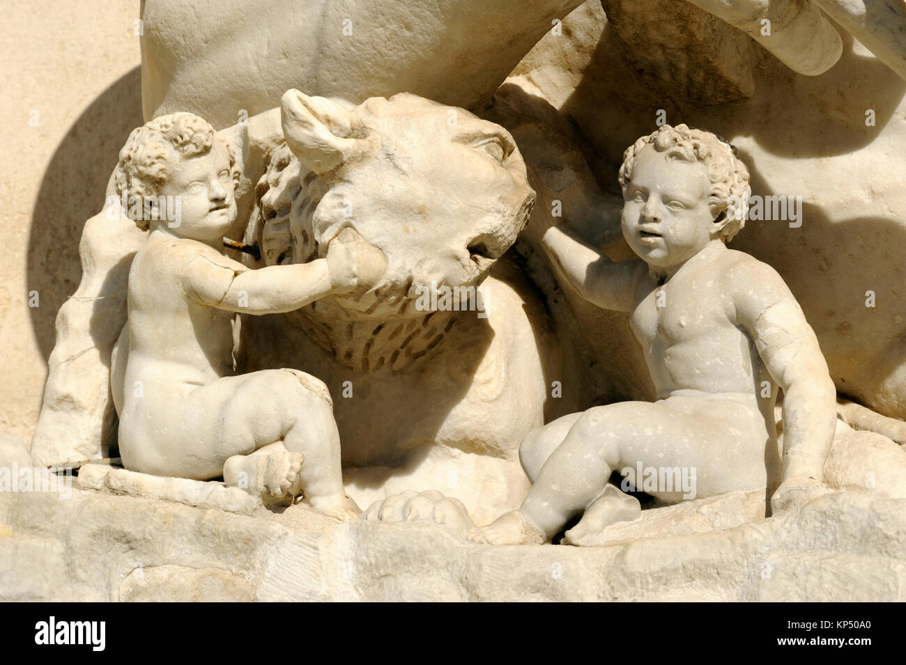 Italien, Rom, Campidoglio, römische Statue des Tibers, Romulus und Remus Stockfoto