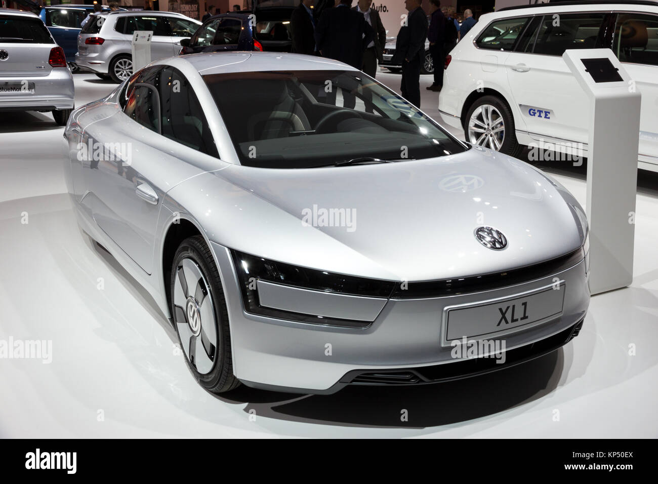 AMSTERDAM - Apr 16, 2015: Volkswagen XL1 für zwei Personen begrenzte Produktion diesel-Plug-in-Hybrid Auto an der Amsterdam AutoRAI 2015 Motor Show. Stockfoto