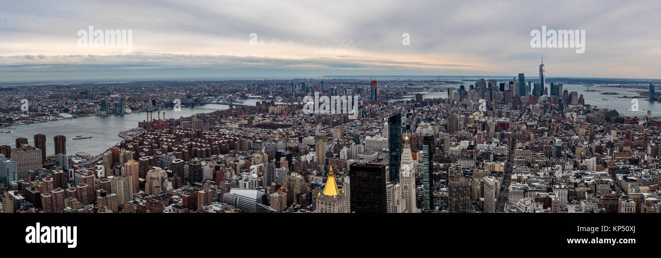 Panorama Blick vom Empire State Gebäude der Innenstadt Stockfoto