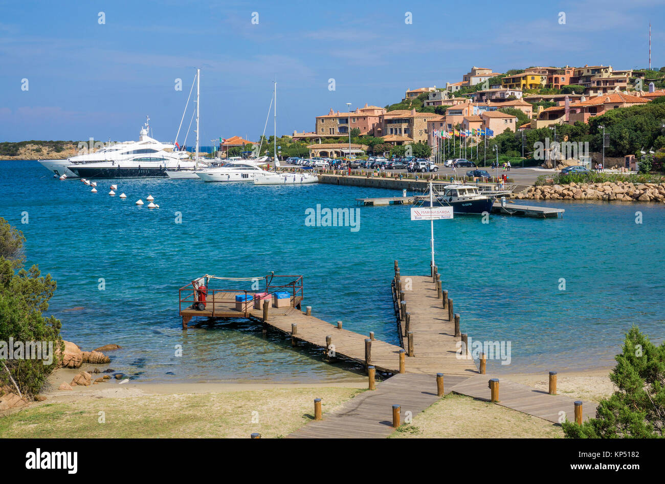 Yachten in Porto Cervo, billionairs Spielplatz, Luxushotels an der Costa Smeralda, Sardinien, Italien, Mittelmeer, Europa Stockfoto