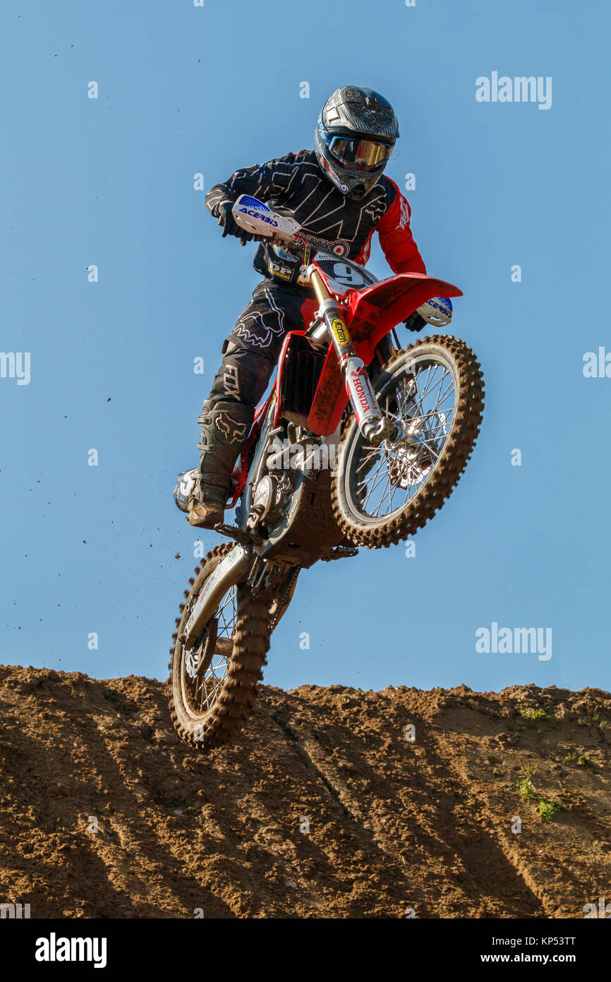 Howard Wainwright auf der Redline Honda MXY2 an den Maxxis British Motocross Championship, Lyng, Cadders Hill, Norfolk, Großbritannien. Stockfoto
