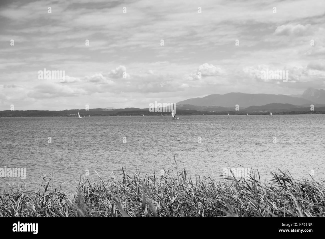 Chiemsee Panorama, Gstadt am Chiemsee, chiemgau, Bayern, Deutschland Stockfoto