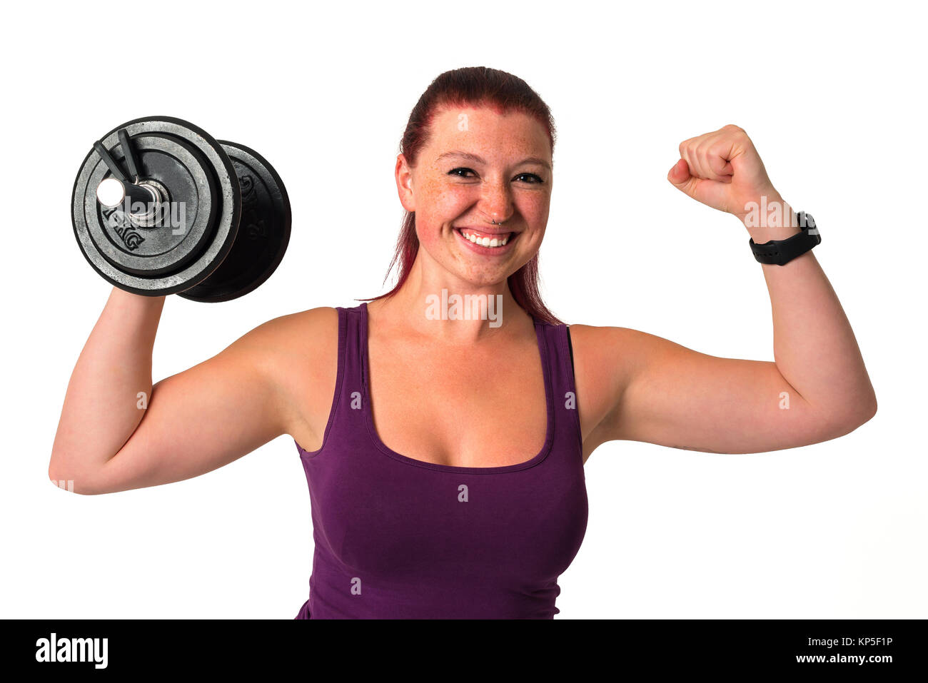 Schöne fitness Weibliche mit hantel Stockfoto