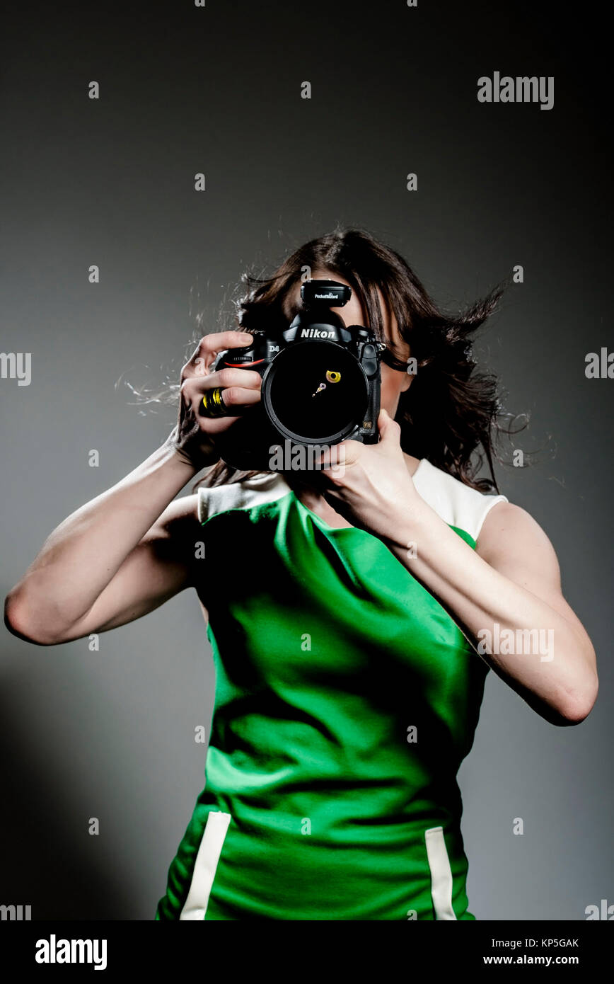 Fotografin - Fotograf Stockfoto