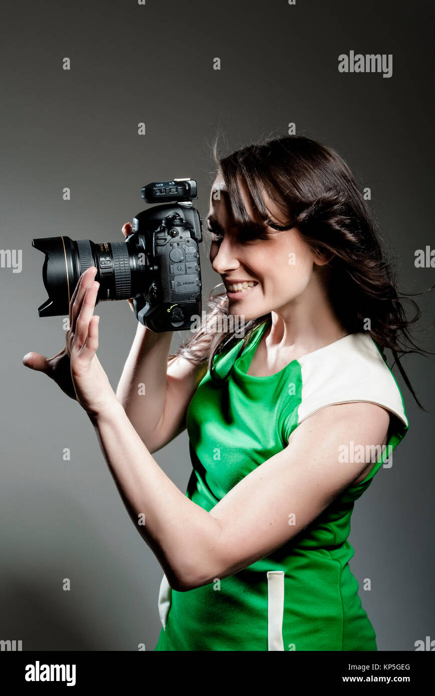Fotografin - Fotograf Stockfoto