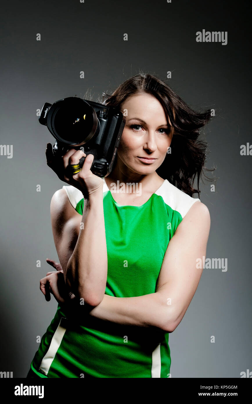 Fotografin - Fotograf Stockfoto