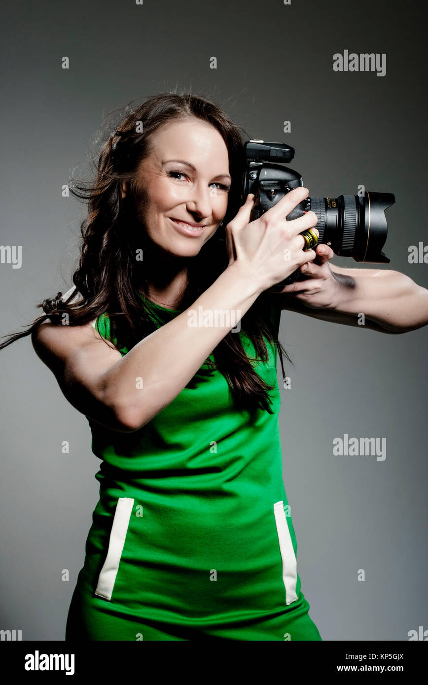 Fotografin - Fotograf Stockfoto