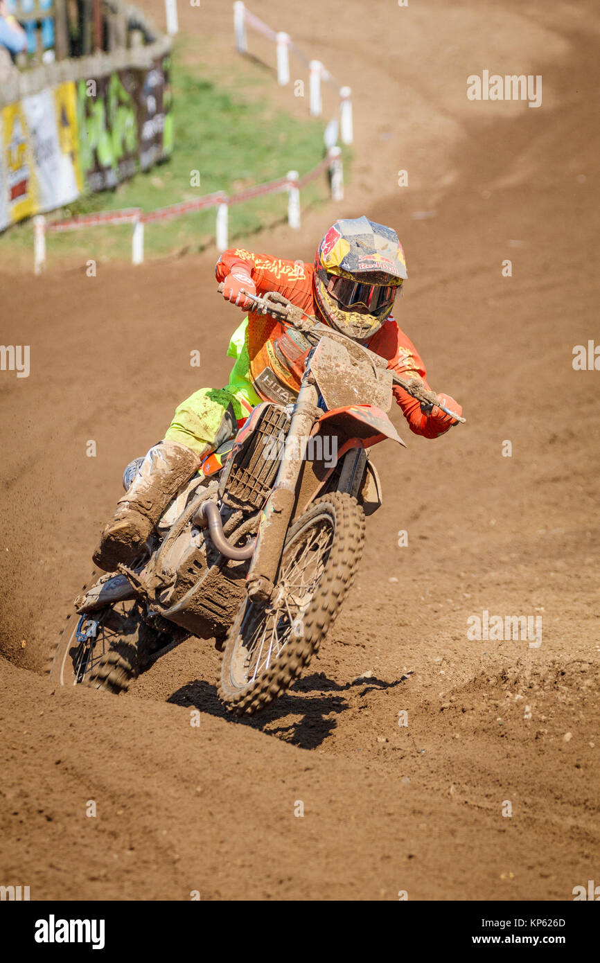 Solo Action am 2017 Maxxis British Motocross Championship, Lyng, Cadders Hill, Norfolk, Großbritannien. Stockfoto