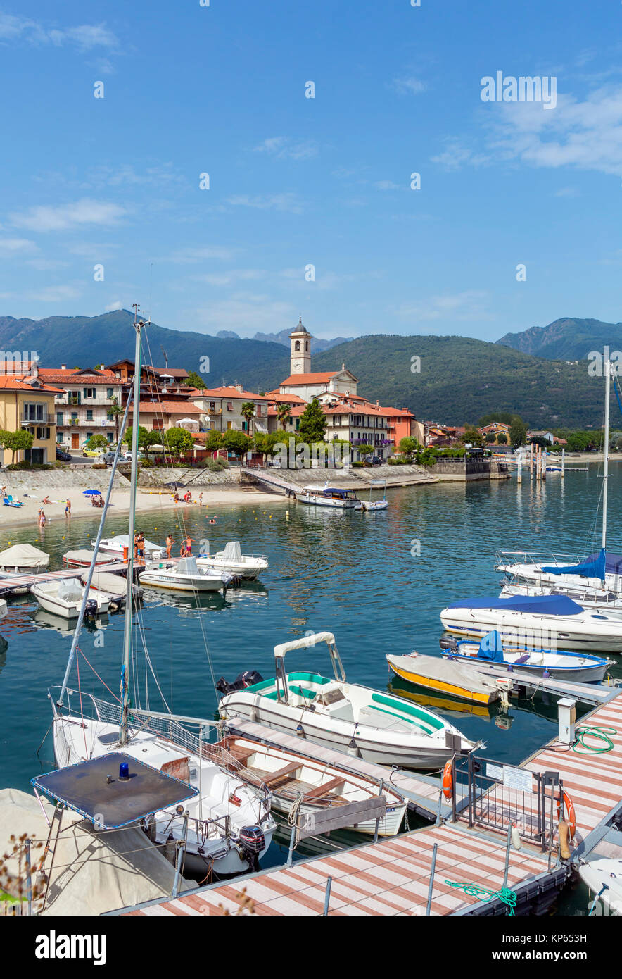 Hafen in Feriolo, Lago Maggiore, Italienische Seen, Piemont, Italien Stockfoto