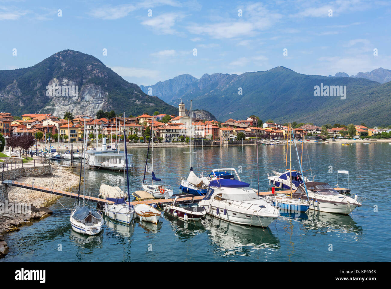 Hafen in Feriolo, Lago Maggiore, Italienische Seen, Piemont, Italien Stockfoto