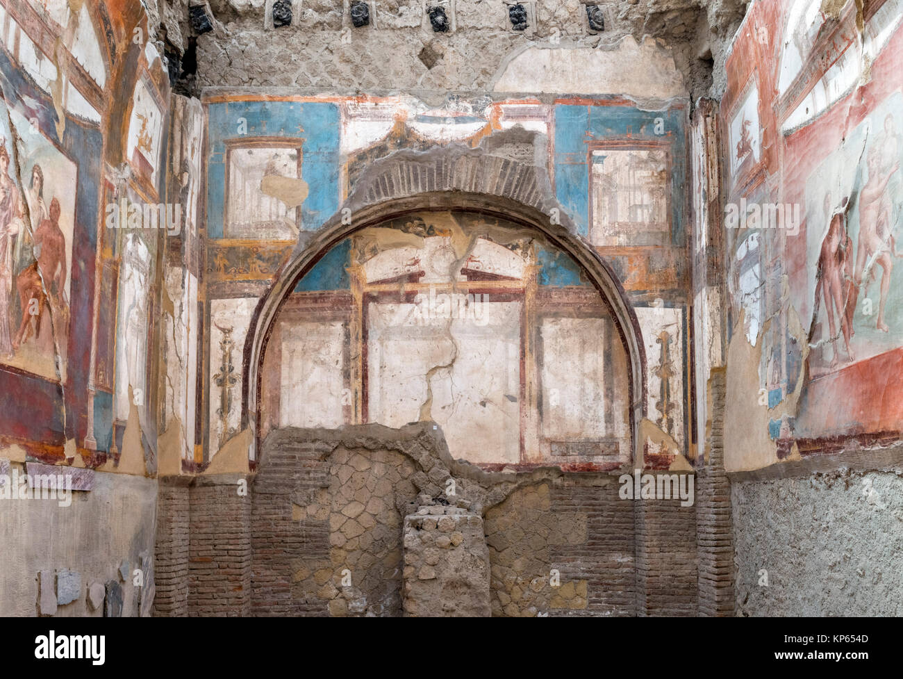 Wandmalereien in der Hochschule der Augustales (La Sede degli Augustali), Herculaneum (herculaneum), Neapel, Kampanien, Italien Stockfoto