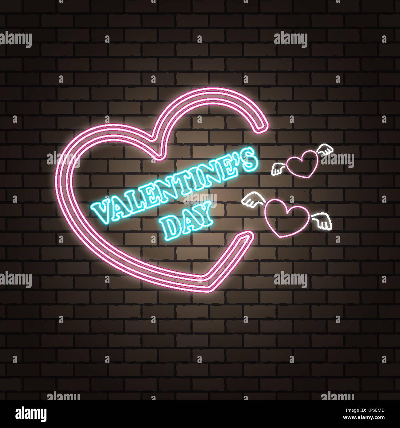 Neon text Valentines Tag banner Stock Vektor