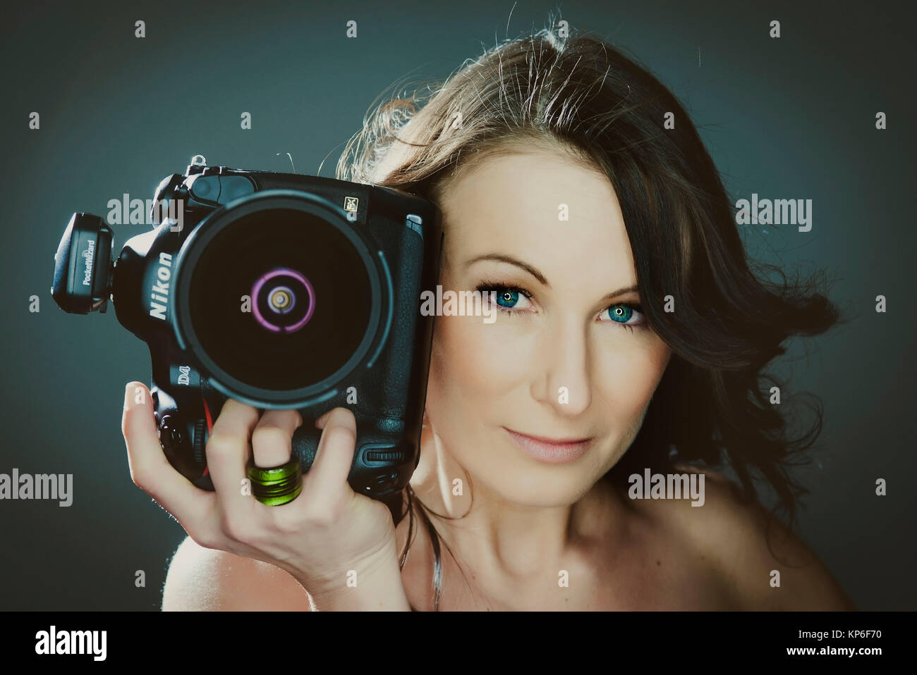 Fotografin - Fotograf Stockfoto