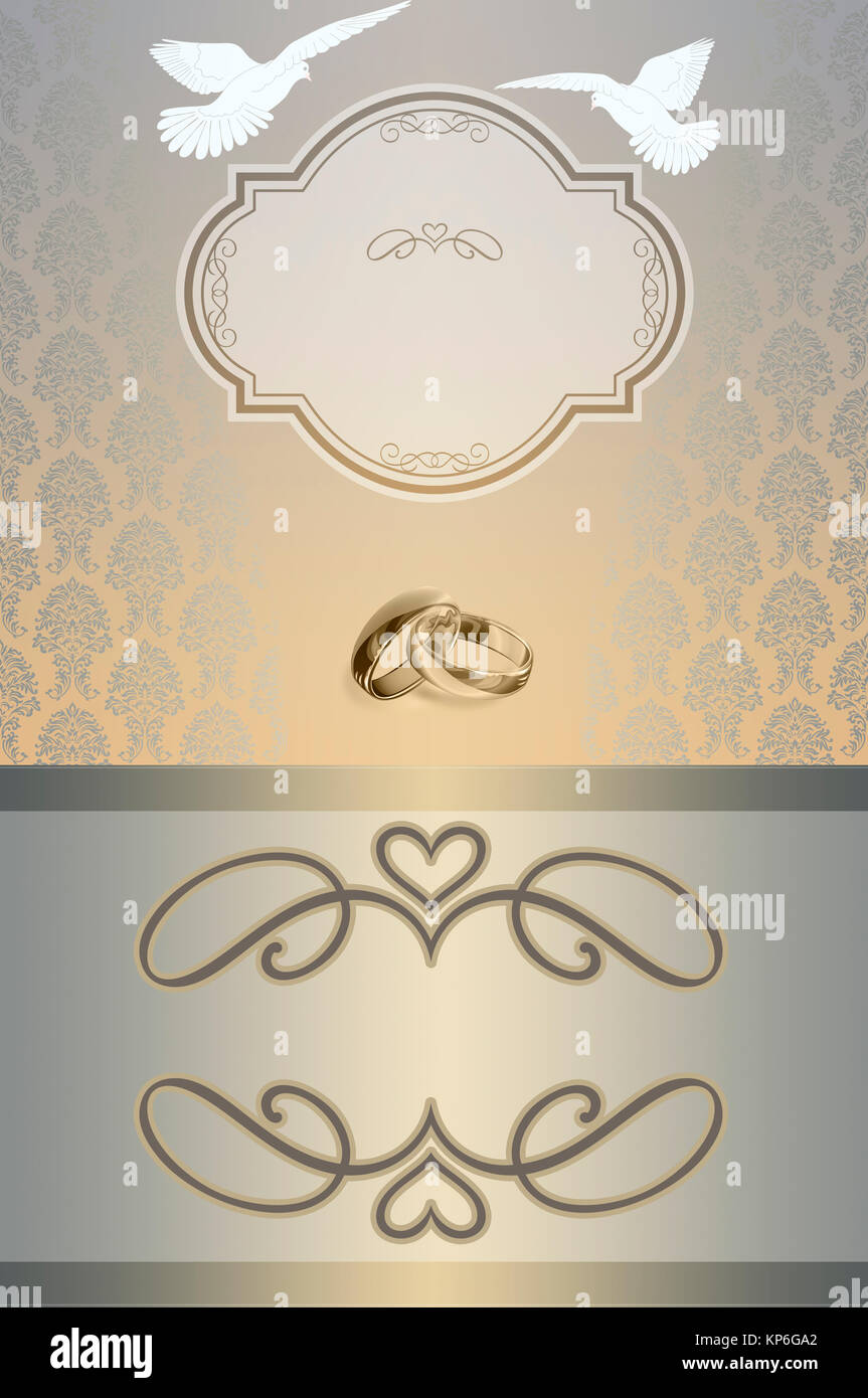 Vorlage der Hochzeit Einladungskarte mit dekorativen Elementen und textfreiraum für Ihren Text. Stockfoto