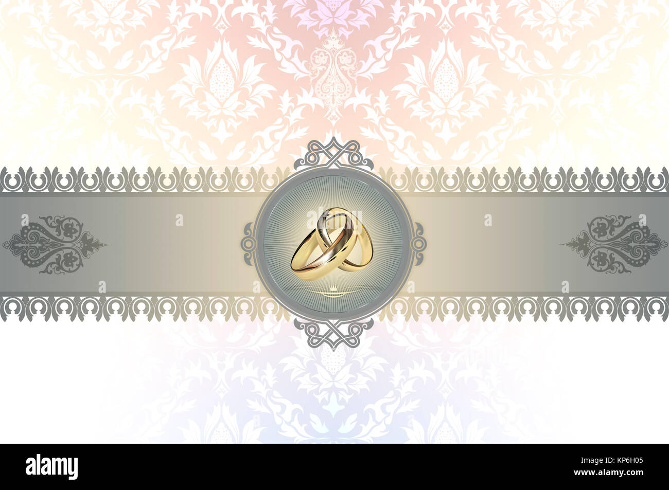 Dekorativer Hintergrund mit Gold Ringe und den Rahmen für die Gestaltung  der Hochzeit Einladungskarte Stockfotografie - Alamy