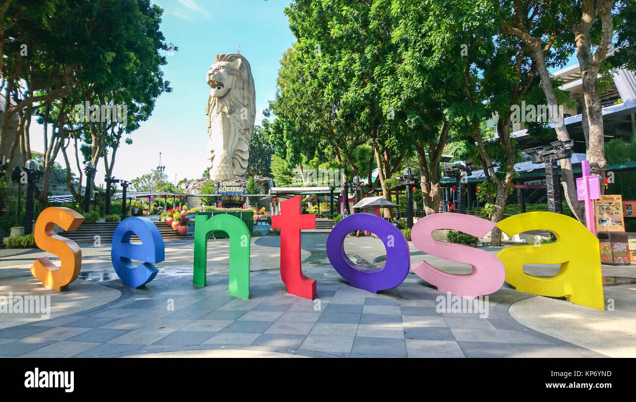 Insel Sentosa Merlion Stockfoto