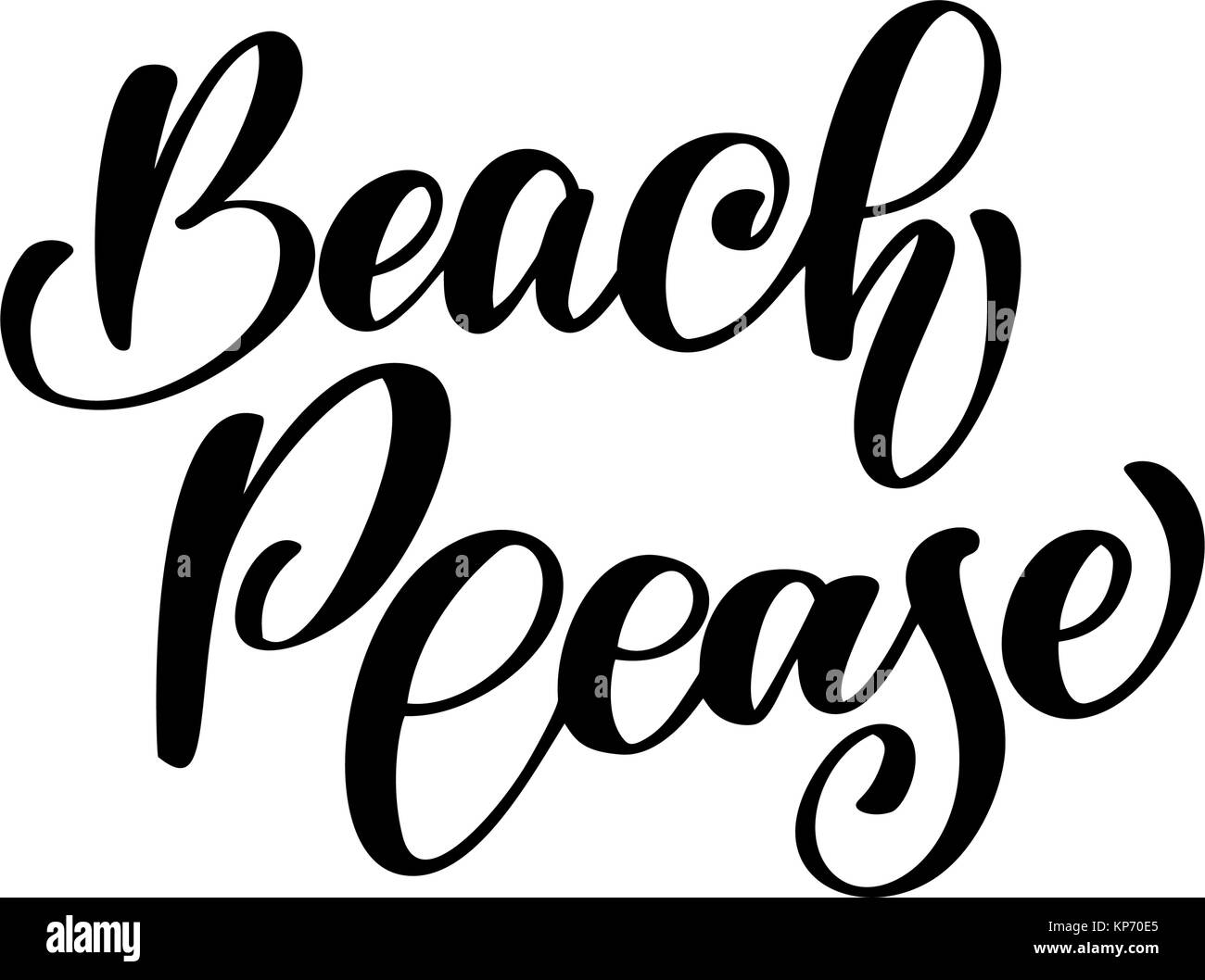 Beach bitte Text von Hand gezeichnet Sommer Schriftzug handgeschriebenen Kalligraphie Design, Vector Illustration, Angebot für die Gestaltung von Grußkarten, Tattoo, urlaub Einladungen, Foto Overlays, t-shirt Drucken, Flyer, Plakat design Stock Vektor