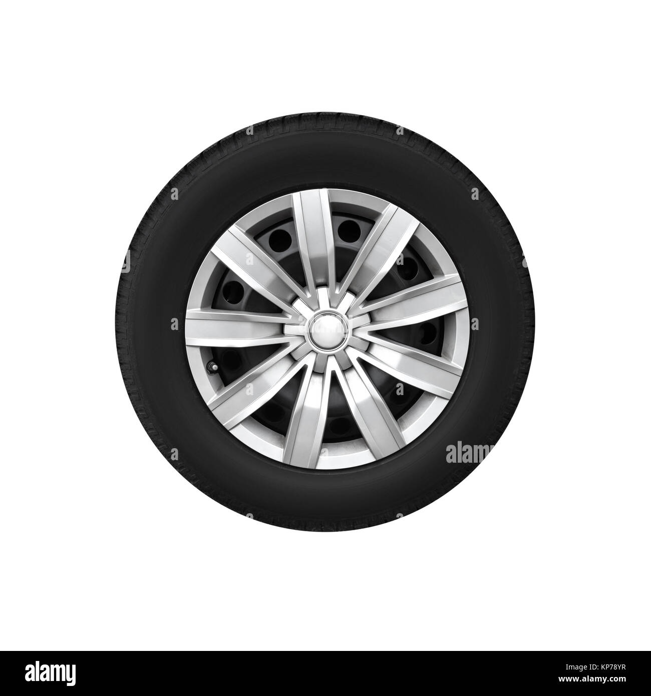 Neue Automobile Rad auf Leichtmetall Disc isoliert auf weißem Hintergrund Stockfoto