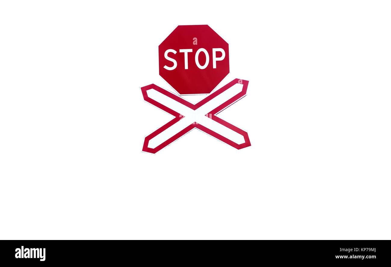 Rot Stop Zeichen isolierten auf weißen Hintergrund Stockfoto