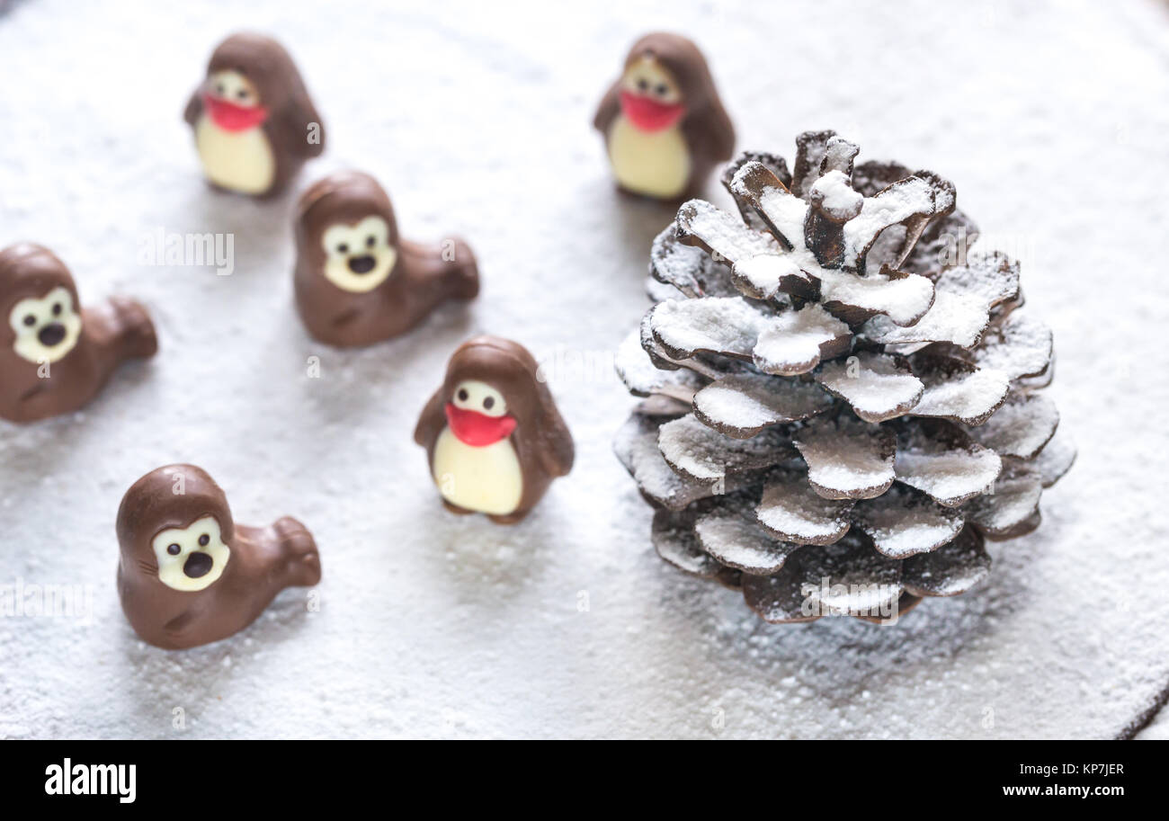 Bonbons Schokolade in der Form von Tieren Stockfoto