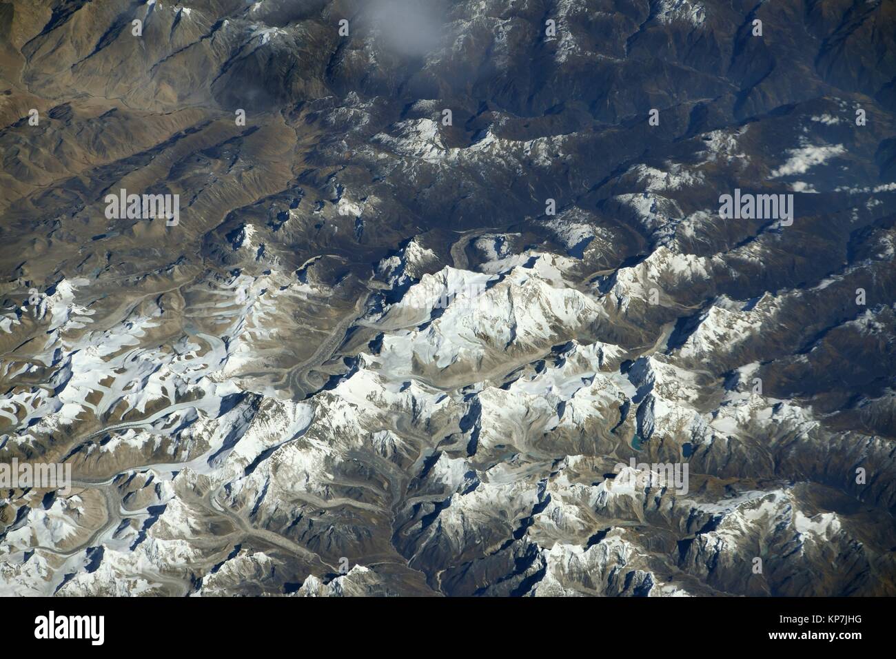 Tag Aussicht auf den Himalaya einschließlich Mt. Zwischen Nepal und Tibet Everest als von der Internationalen Raumstation im Erdorbit. Stockfoto