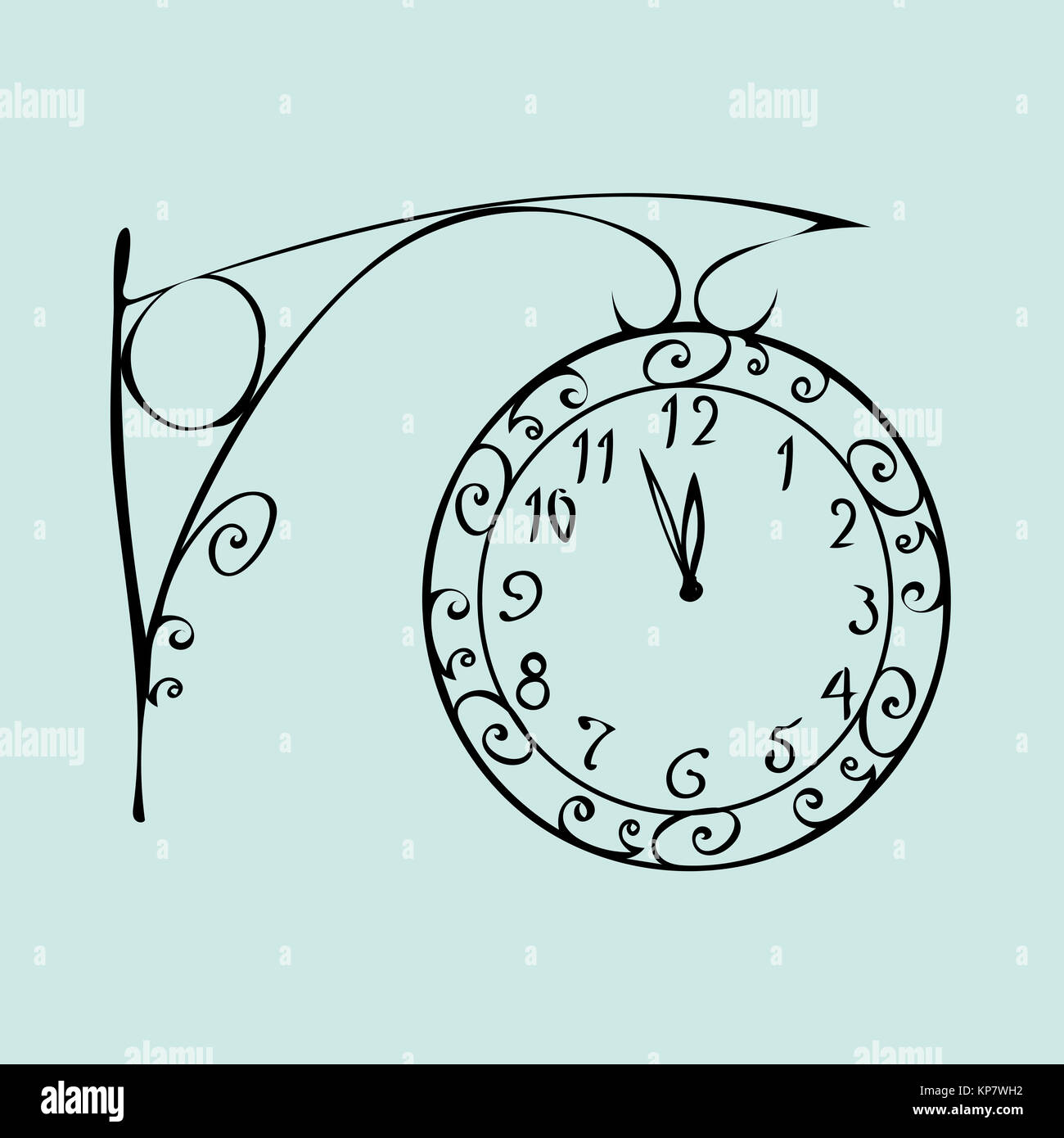 Straße Uhr mit Zifferblatt der Mitternacht das Neue Jahr Stockfoto