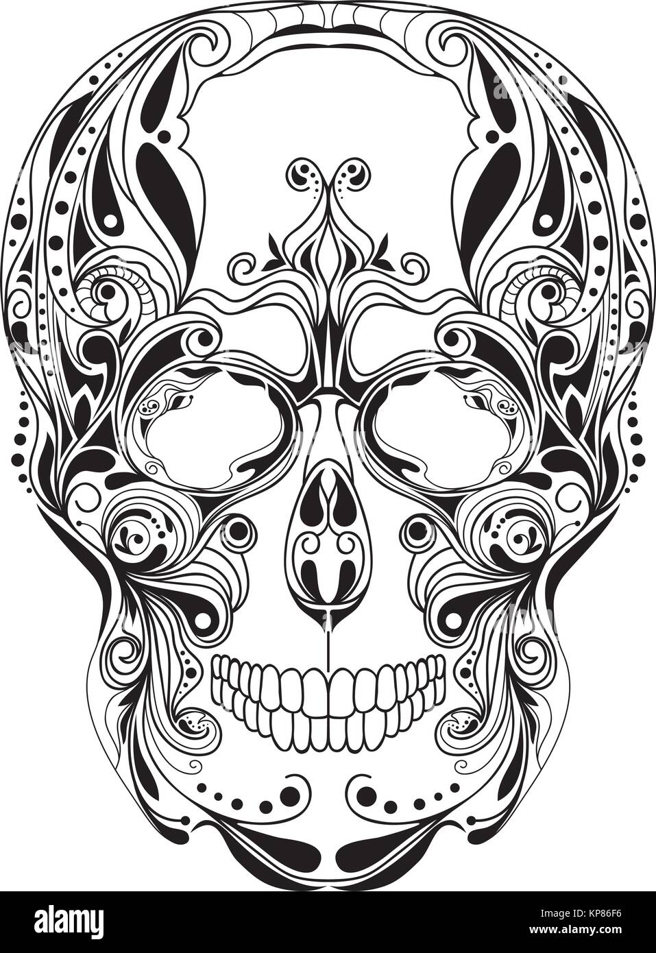 Menschlicher Schädel Gemusterten, Kunst, Design, Ornament, Stock Vektor