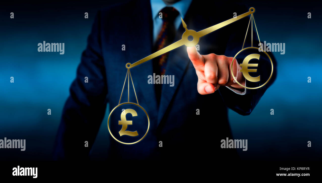 Britische Pfund Sterling überwiegt die Euro-Zeichen Stockfoto