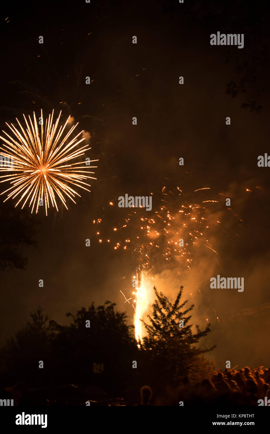 Feuerwerk in der Nacht am Himmel Stockfoto